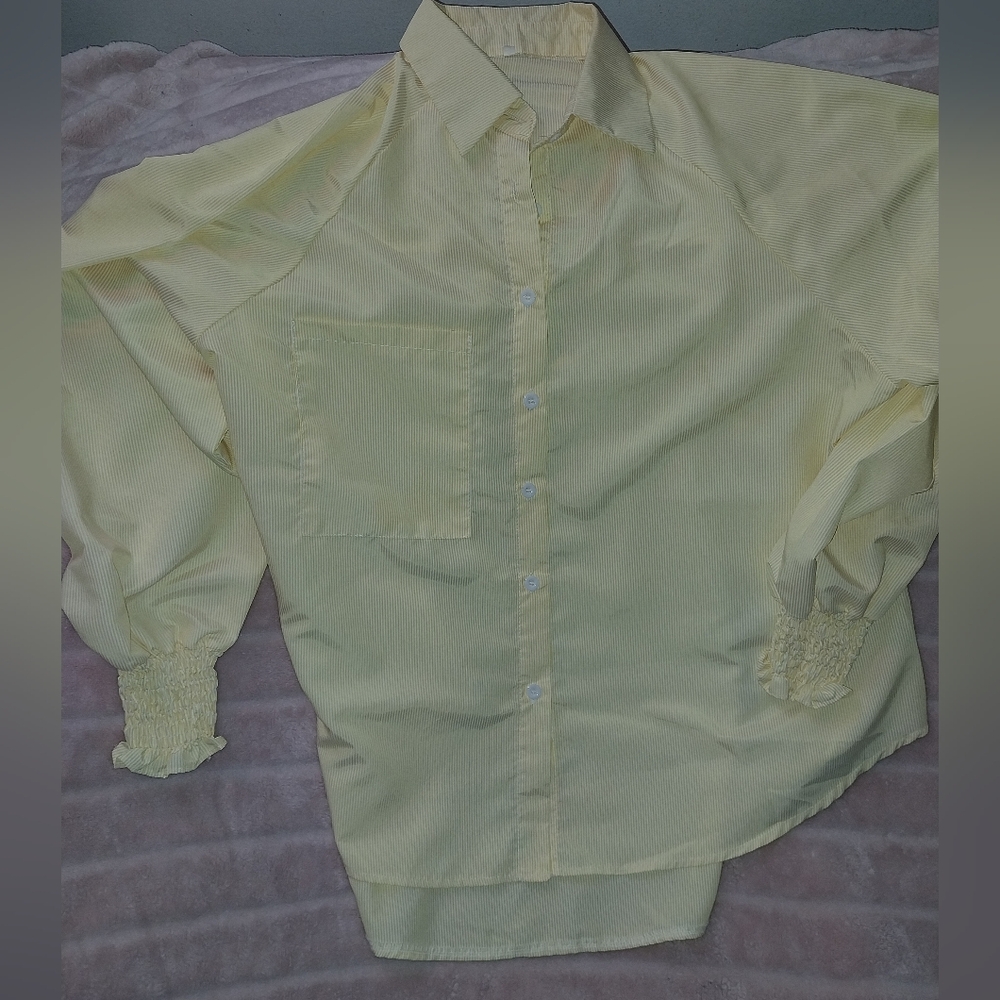 Woman's Yellow Button Down Shirt